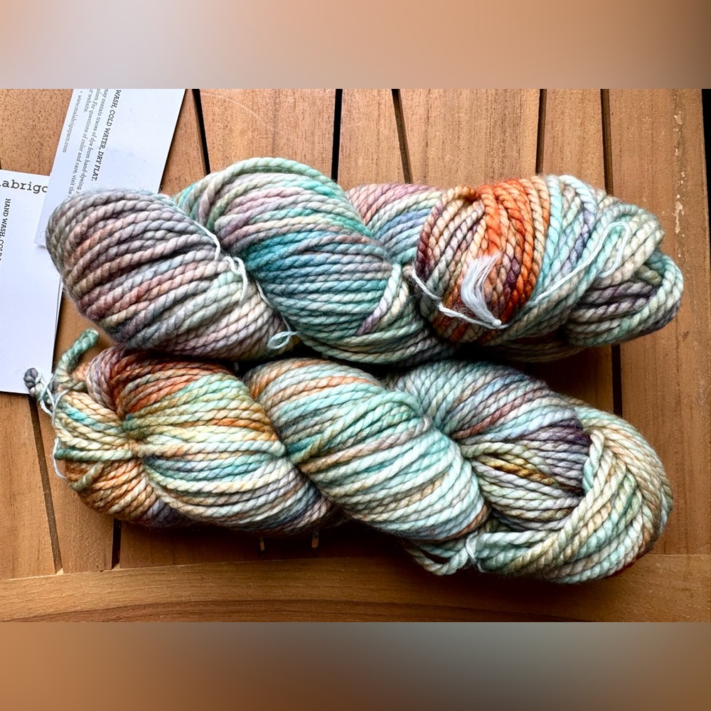 Hand-Dyed Multicolor Wool Yarn - Pastel Aqua, Peach & Lavender - Picture 4 of 17